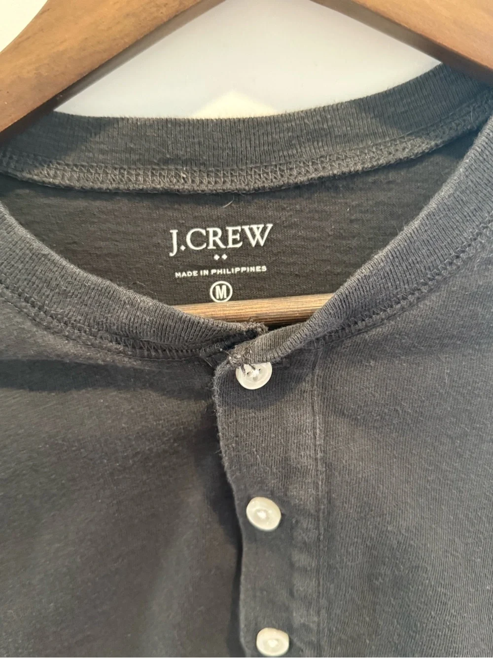 J.Crew Men's Black Long-Sleeve Henley Shirt